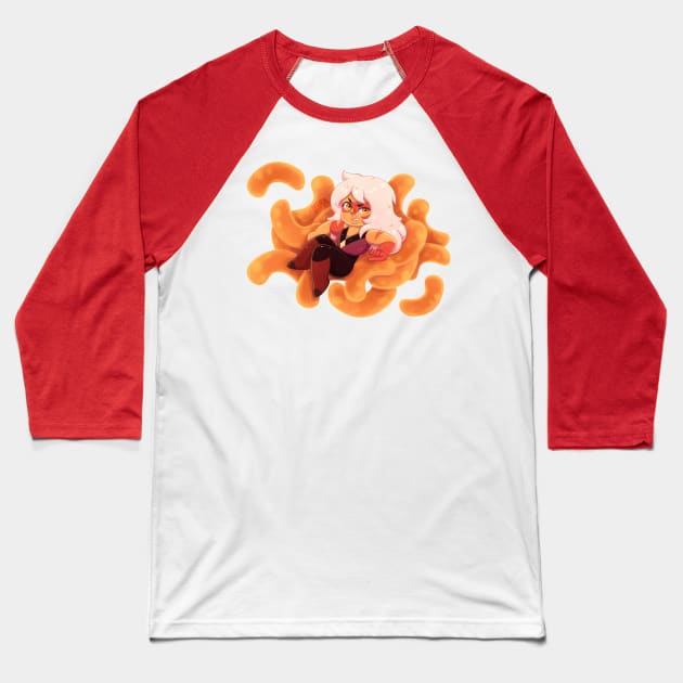 Big Buff Cheeto Puff Baseball T-Shirt by leanzadoodles